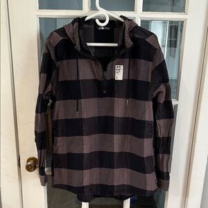 The North Face Black and Brown Plaid Hoodie